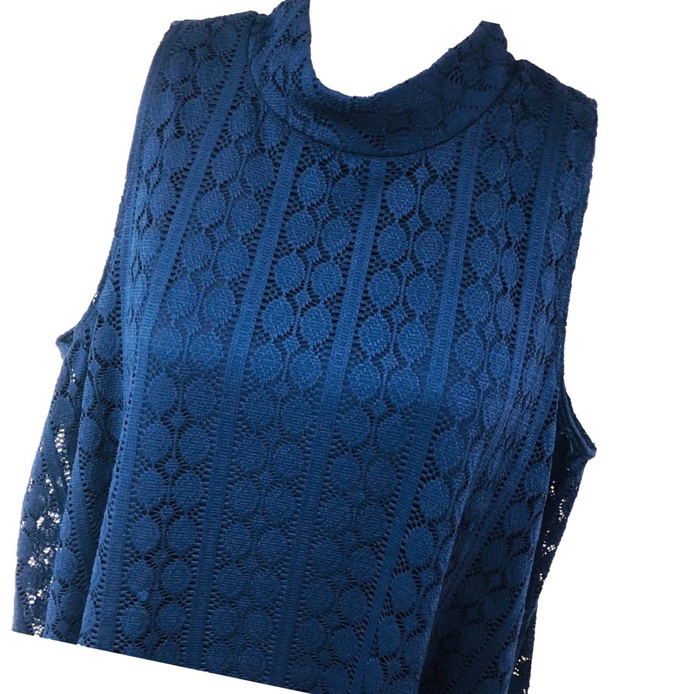 Harlow & Rose Navy Dress Womens M Blue Lace Keyhole Lined Minimalist A Line